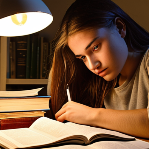 **

A determined student studying intensely at a desk covered in CFA books and notes, illuminated by a warm lamp. Focus on the student's face showing perseverance and dedication. In the background, a clock symbolizes effective time management.

**