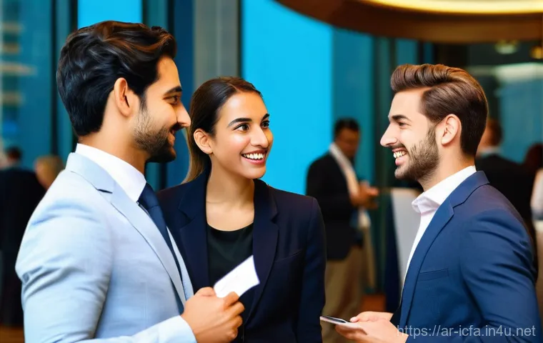 CFA 취득 후 네트워킹 방법 - **Image Prompt 1: Vibrant CFA Networking Event**
    A diverse group of modern business professional...