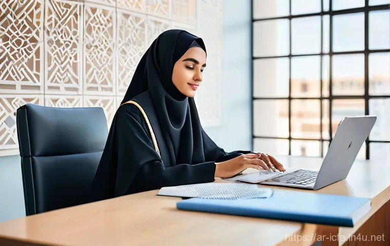 CFA 시험 최신 트렌드 - **Prompt 1: AI-Powered CFA Study Session in a Modern Arab Setting**
    "A young, focused Arab woman...