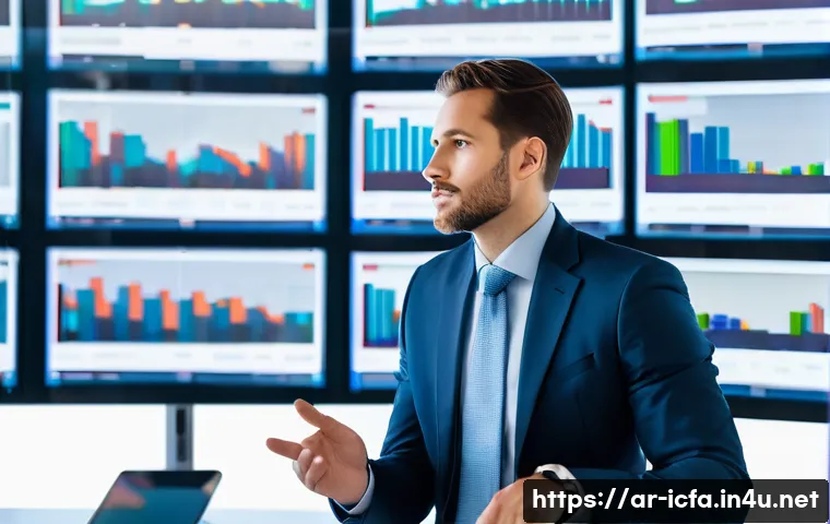 CFA 자격증의 미래 전망 - **Prompt 1: "The Synergistic Financial Analyst"**
    A highly detailed, wide shot of a diverse fina...