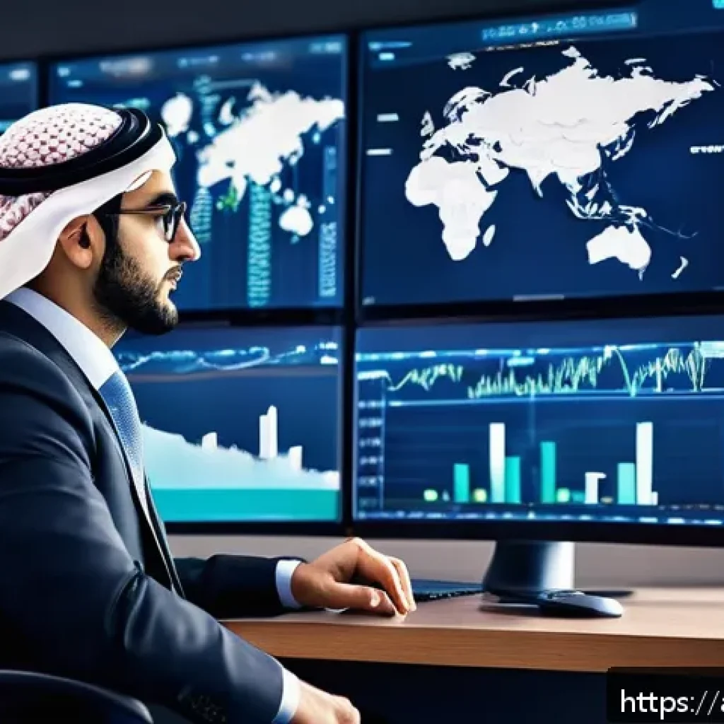 CFA 자격증으로 진출 가능한 직무 - A professional Arab male financial analyst in a modern office setting, wearing a tailored business s...
