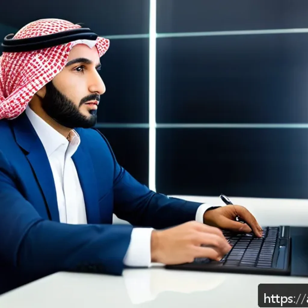 CFA 시험 중 금융 윤리 사례 - A professional Middle Eastern financial advisor in traditional attire sitting at a modern office des...