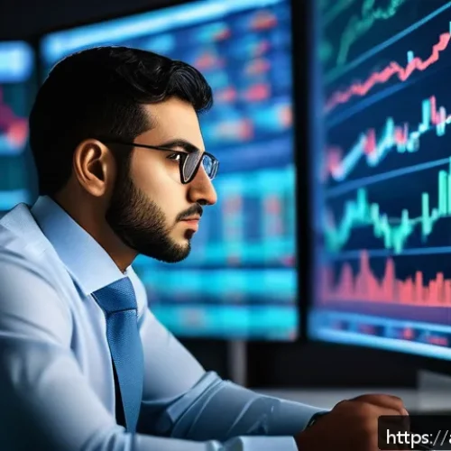 CFA와 CPA 자격증 비교 - A professional Arab male financial analyst in a modern office setting, wearing a tailored business s...